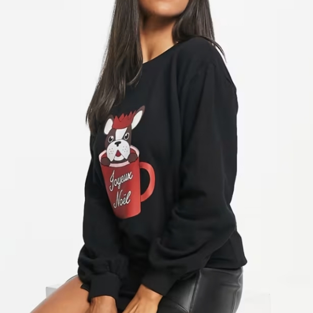 NWT Threadbare Christmas printed frenchie sweater